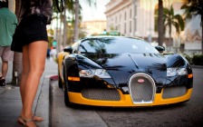 Bugatti Veyron, Black & Orange, Cars & Girls