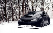Subaru Impreza WRX STi, Matte Black, Tuning, Winter, Snow