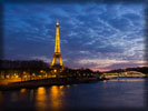 Eiffel Tower at Night, Paris. River