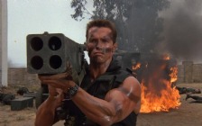 Arnold Schwarzenegger in the movie "Commando" as John Matrix