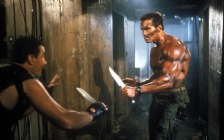 Arnold Schwarzenegger in the movie "Commando" as John Matrix