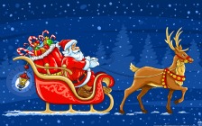 Santa Claus, Deer, Sledge