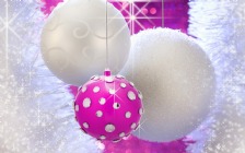 Christmas Baubles, White, Pink