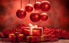 Red Christmas Baubles, Presents