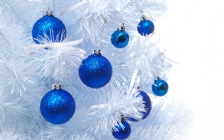 Blue Christmas Baubles, White Christmas Tree