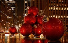 Red Christmas Baubles in New York