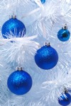 Blue Christmas Baubles, White Christmas Tree