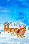 Merry Christmas, Snowman, Deers, Sledge, Santa Claus