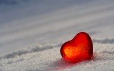 Valentine's Day, Red Heart on the Snow