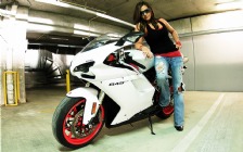 Ducati 848 Evo, White, Bikes & Girls
