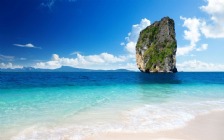 Beach and Sea, Rock, White Sand