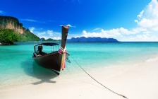 Beach and Sea, Boat, White Sand