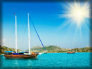 Beach and Sea, Sailing Boat, Turkey