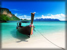 Beach and Sea, Boat, White Sand