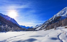 Mountains, Snow, Sunlight