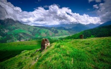 Targim, Mountains, Green Field, Ingushetia, North Caucasus, Russia