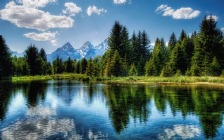 Lake, Clouds Reflecting in Water