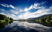 Lake, Sunlight, Sky