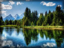 Lake, Clouds Reflecting in Water